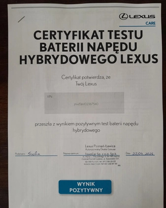 Lexus CT cena 74900 przebieg: 185000, rok produkcji 2020 z Mikołajki małe 211